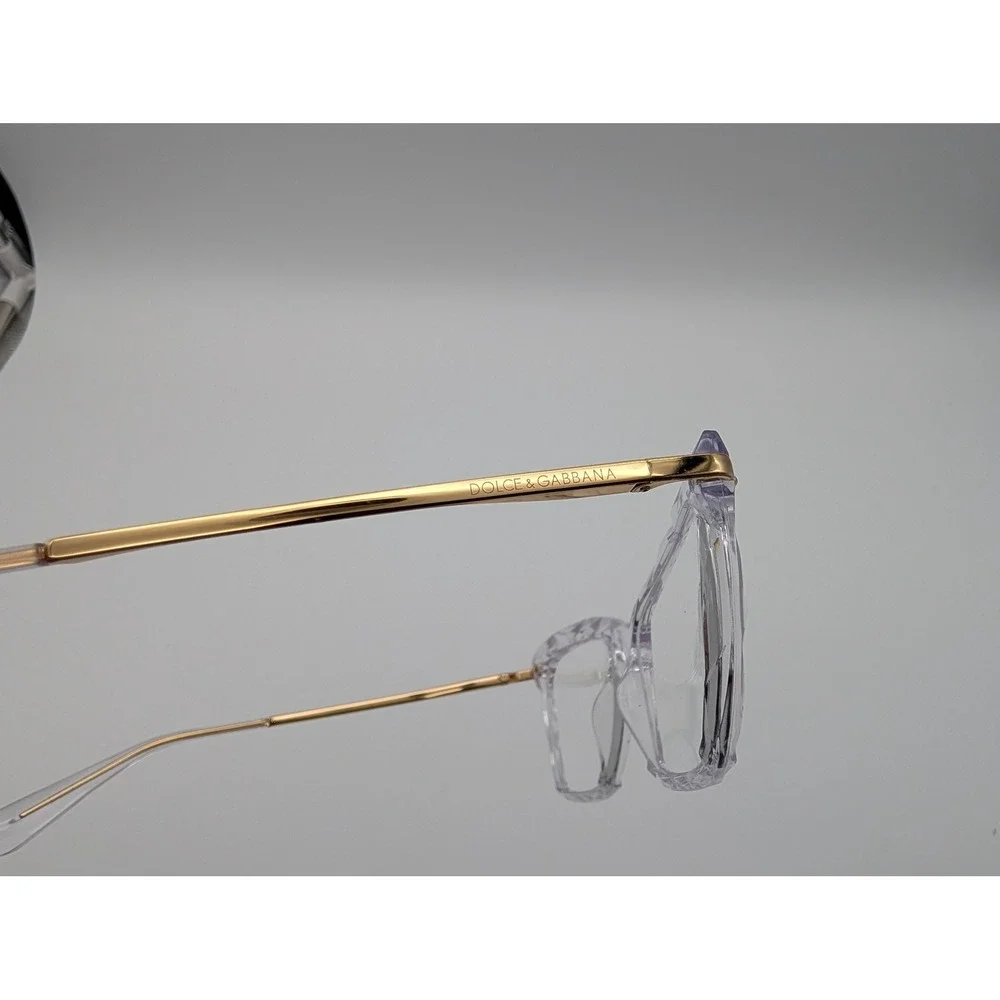 Dolce & Gabbana DG 5025 Clear Crystal Cat Eye Eyeglasses Gold Frame Women 53mm
